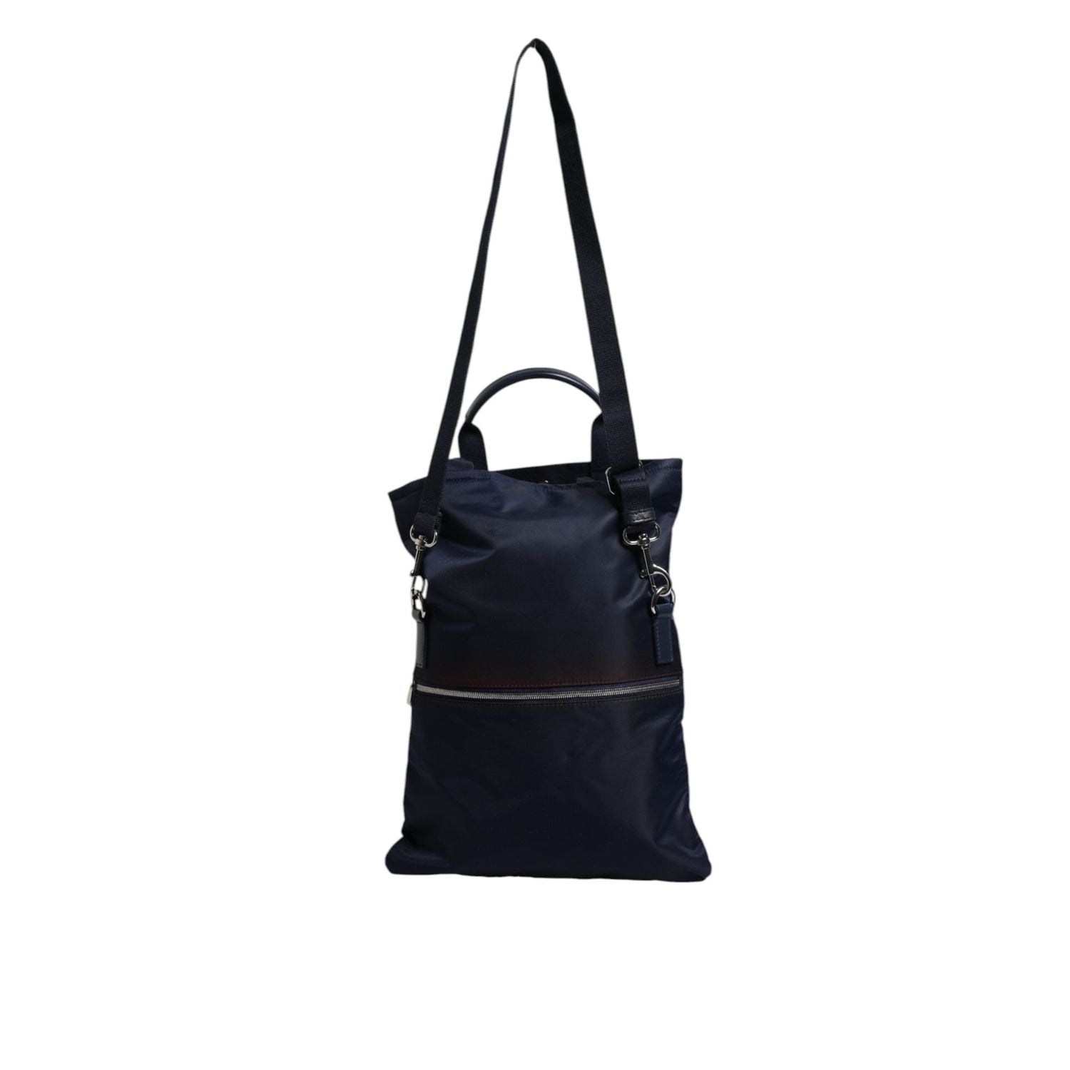 Front view with bag zipped and handles upright.