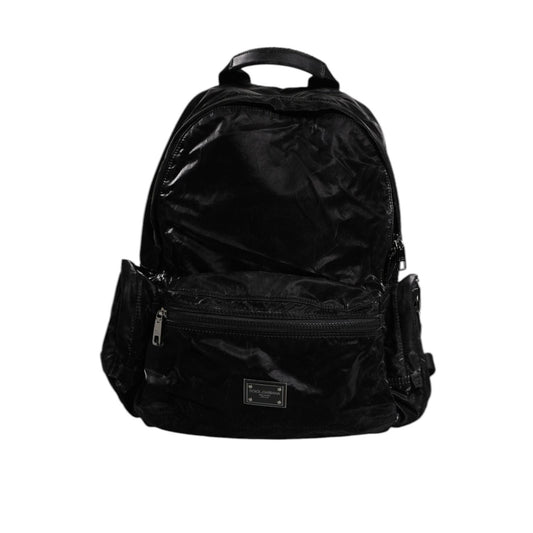 Dolce & Gabbana Black Nylon Logo Plaque Travel School Backpack Bag