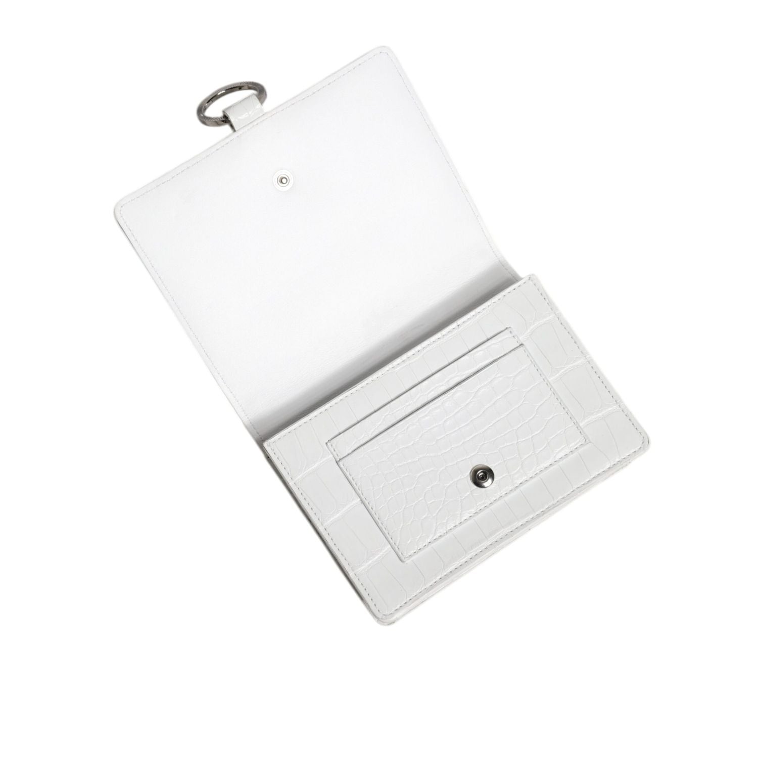 Dolce & Gabbana White Blue Leather Bifold Crossbody Sling Wallet