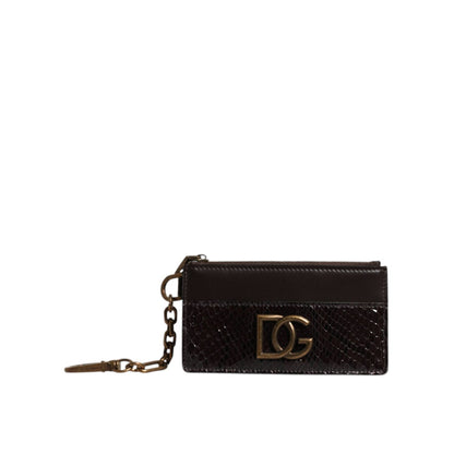 Dolce & Gabbana Brown Exotic Leather DG Logo Card Holder Wallet