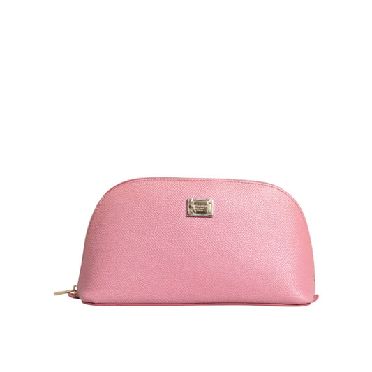 Dolce & Gabbana Pink Leather DG Logo Zip Around Hand Purse Pouch Wallet