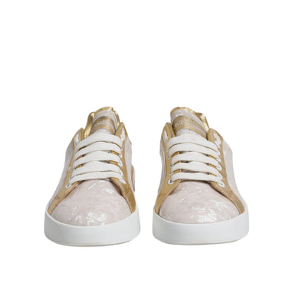 Dolce & Gabbana White Portofino Mother Of Pearl Sneakers Casual Shoes