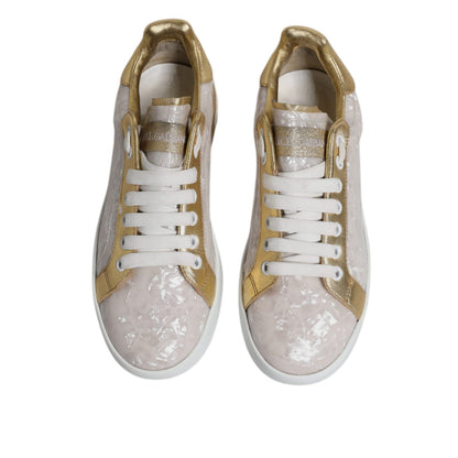 Dolce & Gabbana White Portofino Mother Of Pearl Sneakers Casual Shoes