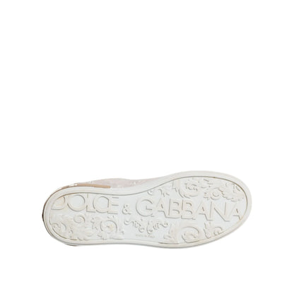 Dolce & Gabbana White Portofino Mother Of Pearl Sneakers Casual Shoes