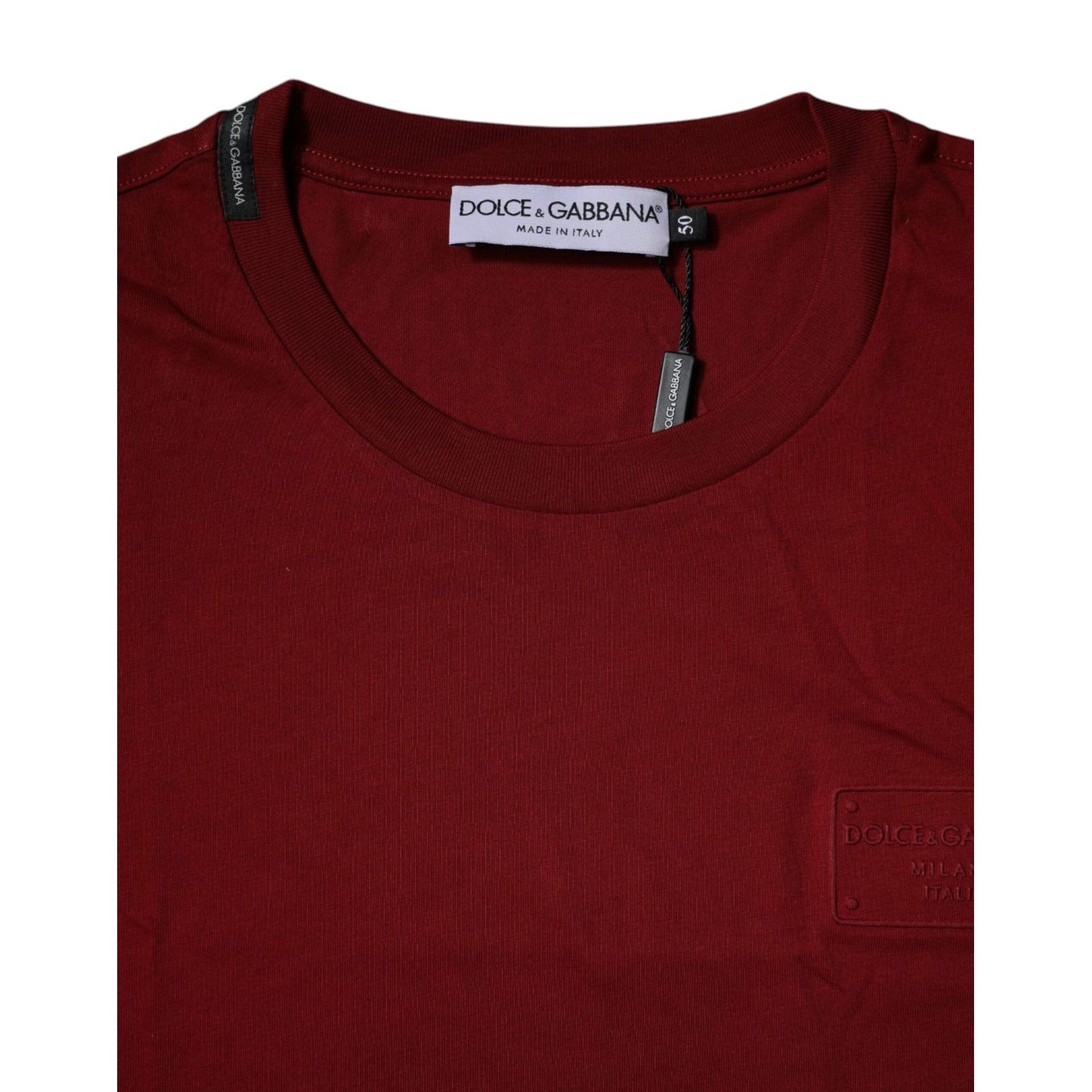 Dolce & Gabbana Maroon Logo Crew Neck Short Sleeves T-shirt