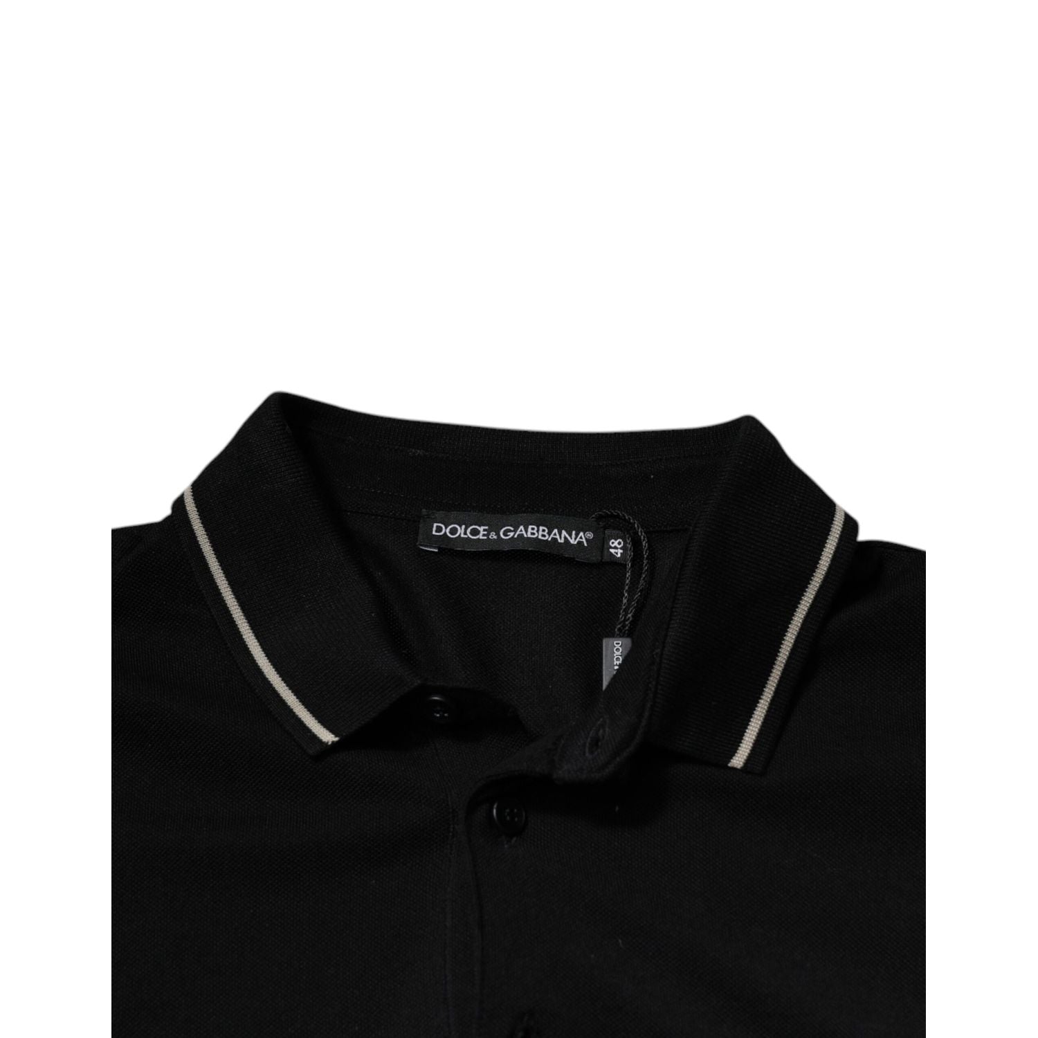 Dolce & Gabbana Black White Cotton Short Sleeves Polo T-shirt