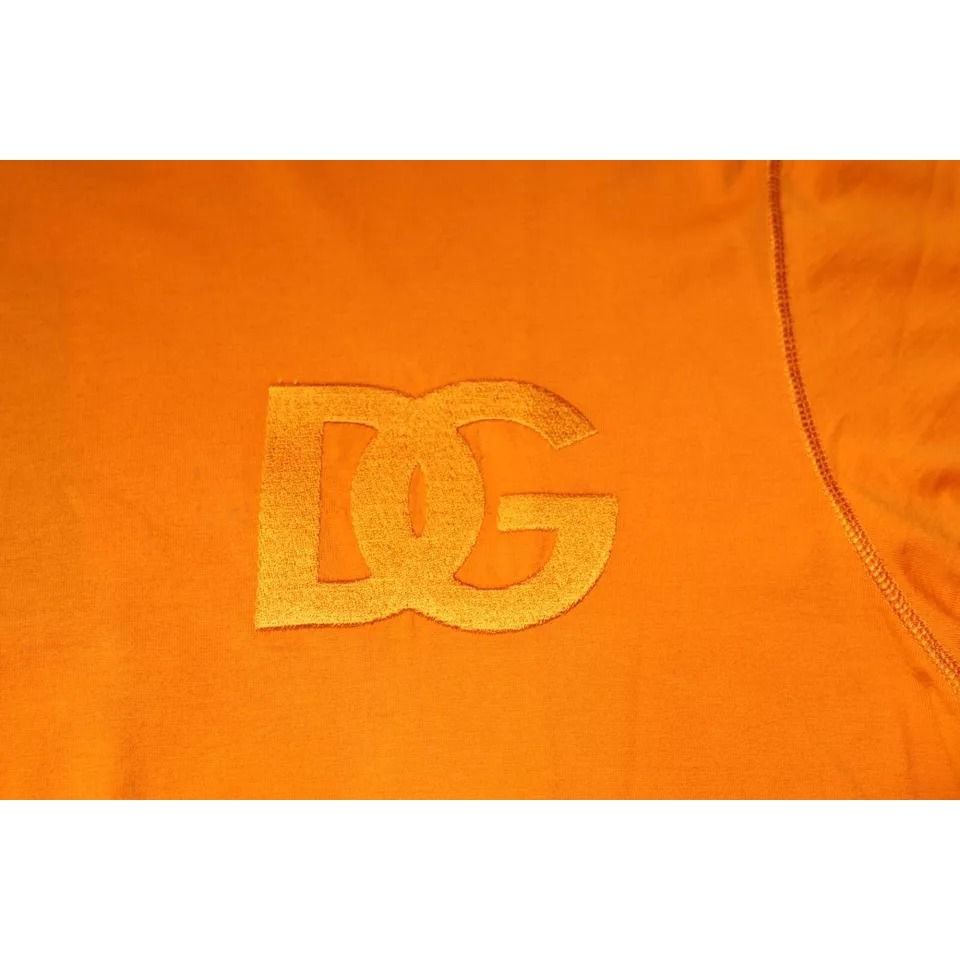 Dolce & Gabbana Orange Logo Cotton Crew Neck T-shirt