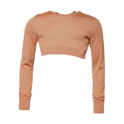 Dolce & Gabbana Beige Wool Crewneck Pullover Cropped Sweater