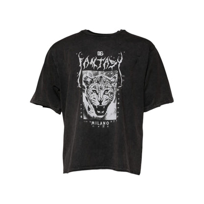 Dolce & Gabbana Gray Leopard Print Cotton Crew Neck T-shirt