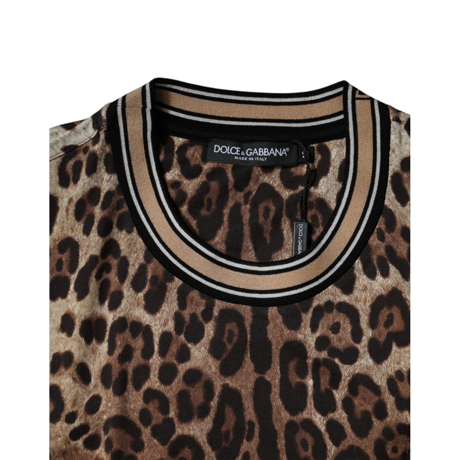 Dolce & Gabbana Brown Leopard Crew Neck Short Sleeve T-shirt