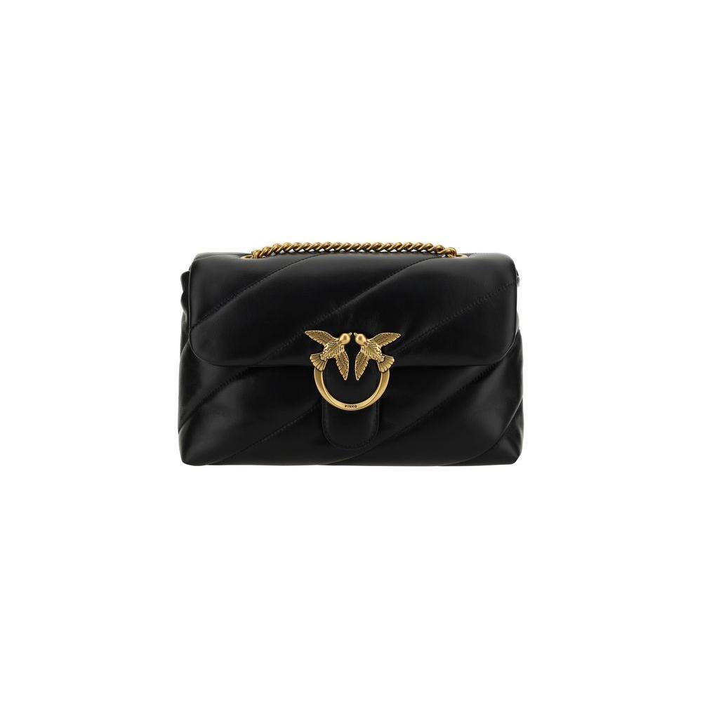 PINKO Black Calf Leather Bos Taurus Shoulder Bag PINKO