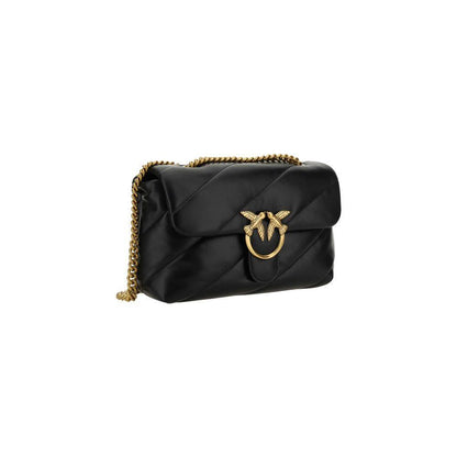 PINKO Black Calf Leather Bos Taurus Shoulder Bag PINKO