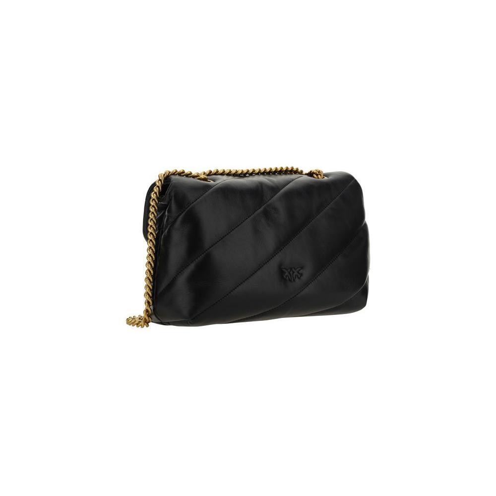 PINKO Black Calf Leather Bos Taurus Shoulder Bag PINKO
