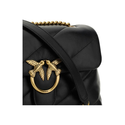 PINKO Black Calf Leather Bos Taurus Shoulder Bag PINKO