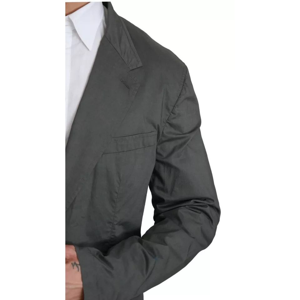 Dolce & Gabbana Gray Cotton Single Breasted Formal Blazer