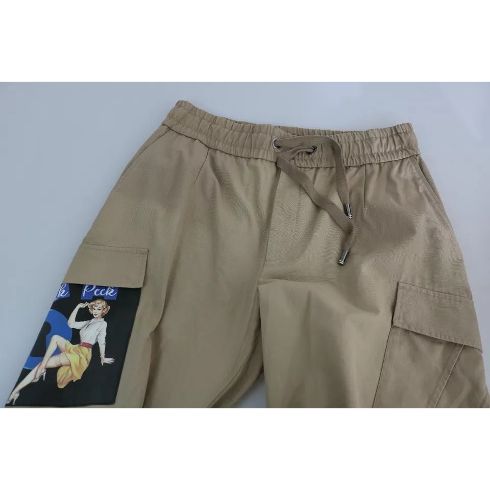 Dolce & Gabbana Beige Pin Up Print Cargo Pants