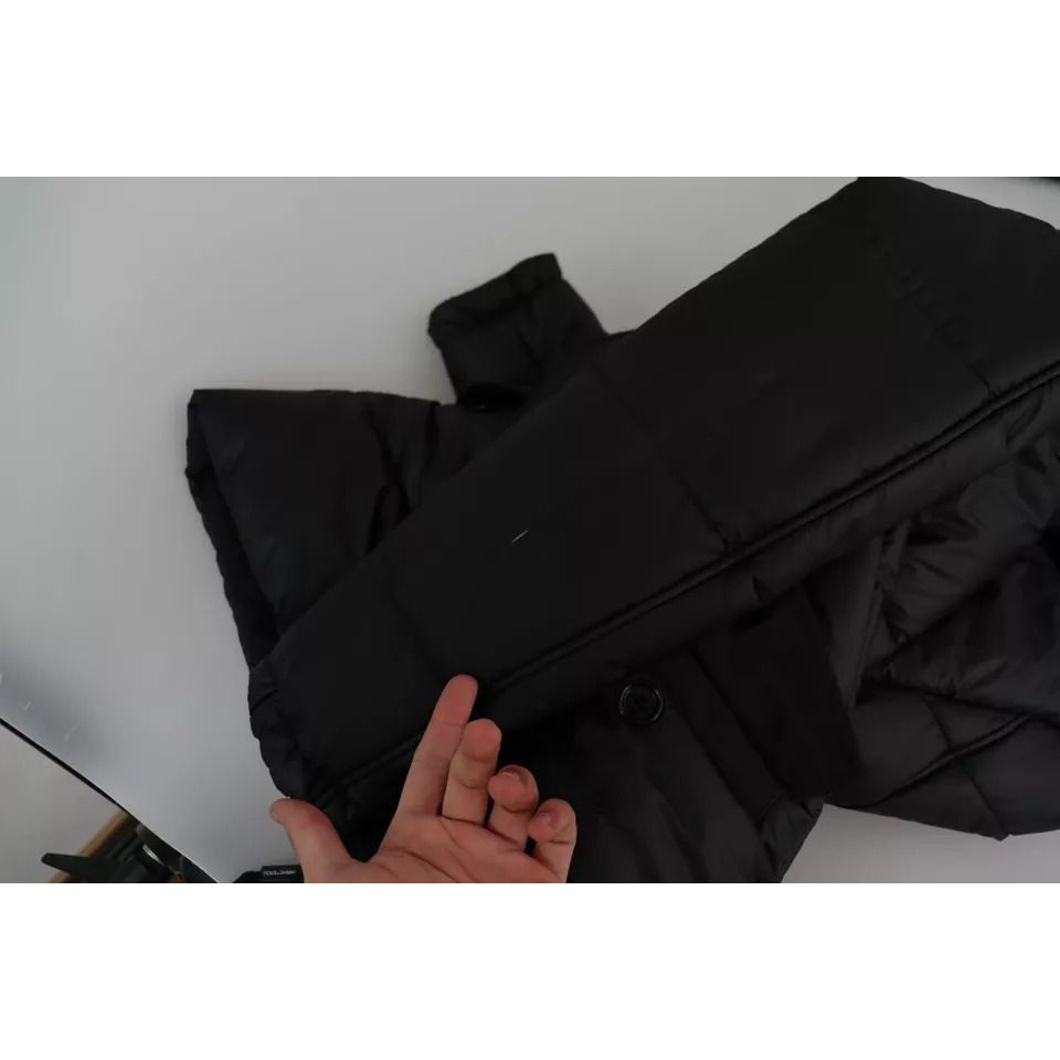 Dolce & Gabbana Black Hooded Polyester Men Coat Puffer Jacket