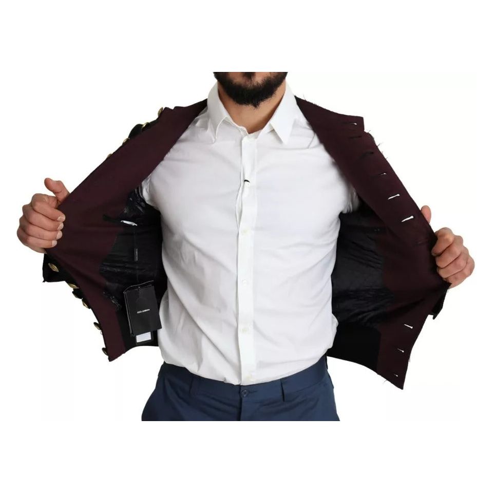 Dolce & Gabbana Black Button Embellished Military Jacket JKT2770-44