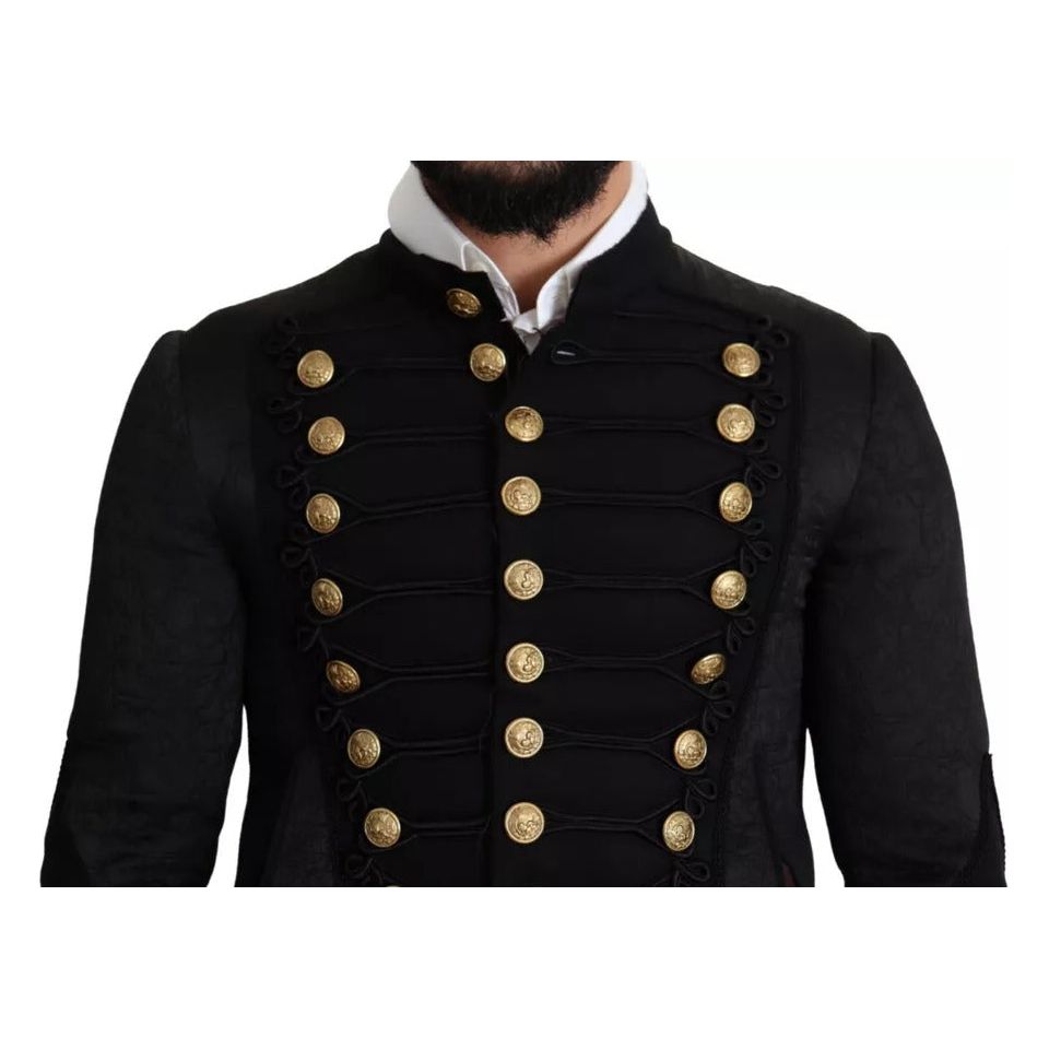 Dolce & Gabbana Black Button Embellished Military Jacket JKT2770-44