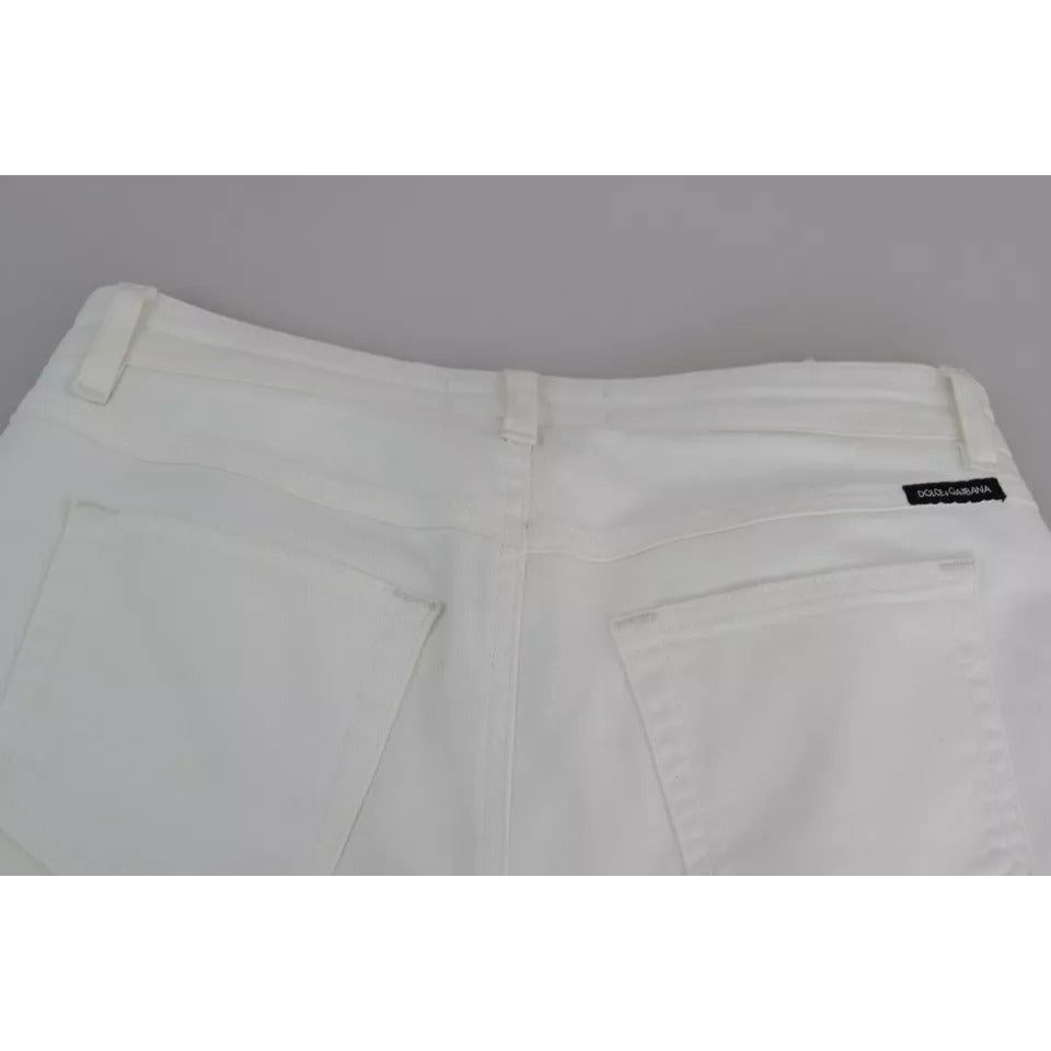 Dolce & Gabbana White Cotton Distressed Pretty Fit Denim Jeans PAN71383-38