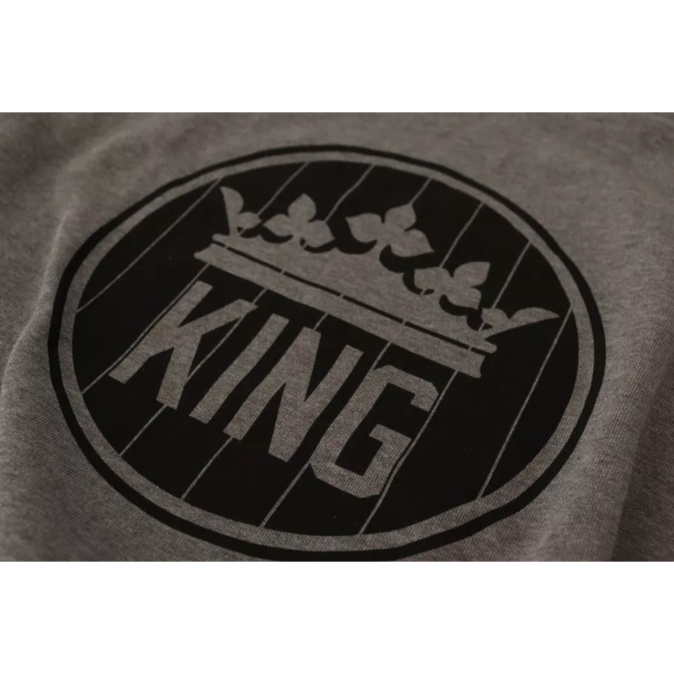 Dolce & Gabbana Gray Crown King Cotton Pullover Sweater