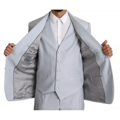 Dolce & Gabbana Light Blue SICILIA Wool 3 Piece Suit