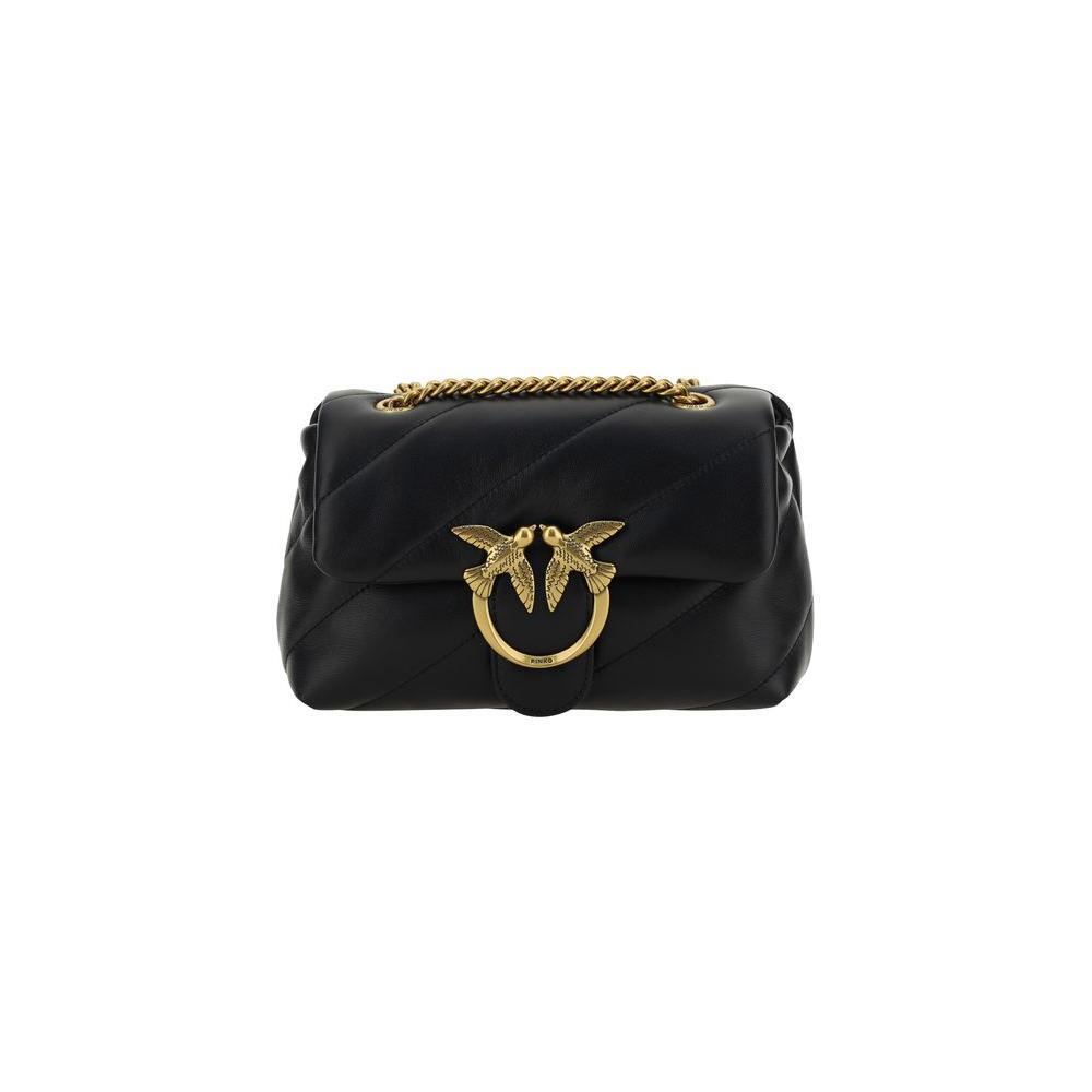 PINKO Black Calf Leather Bos Taurus Shoulder Bag PINKO