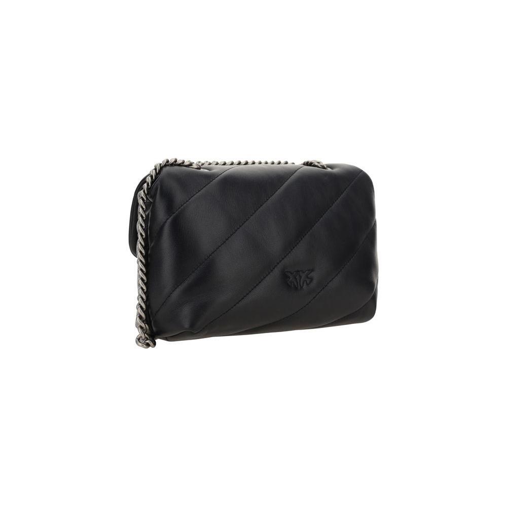 PINKO Black Calf Leather Bos Taurus Shoulder Bag PINKO