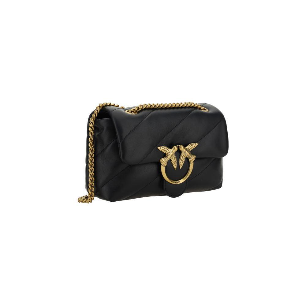 PINKO Black Calf Leather Bos Taurus Shoulder Bag PINKO