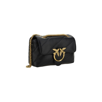 PINKO Black Calf Leather Bos Taurus Shoulder Bag PINKO