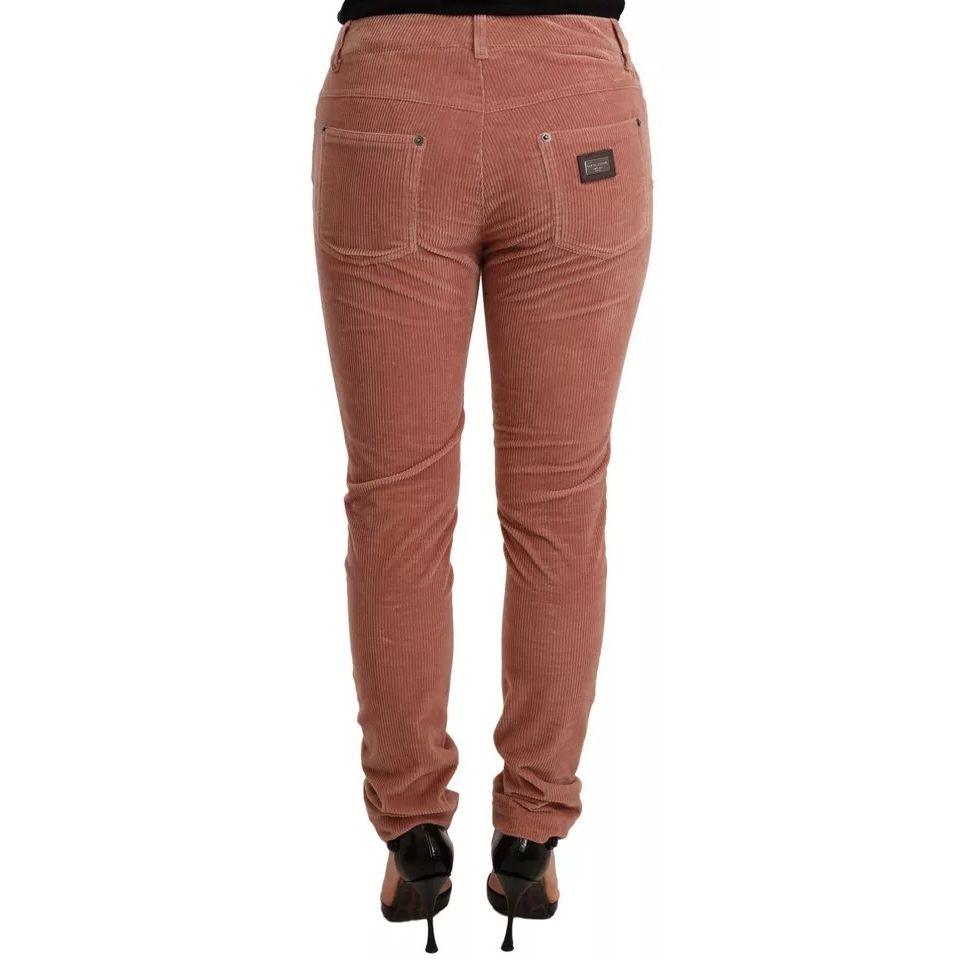 Dolce & Gabbana Pink Cotton Corduroy Skinny Jeans