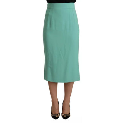 Dolce & Gabbana Mint Green Viscose Pencil Cut Midi Skirt
