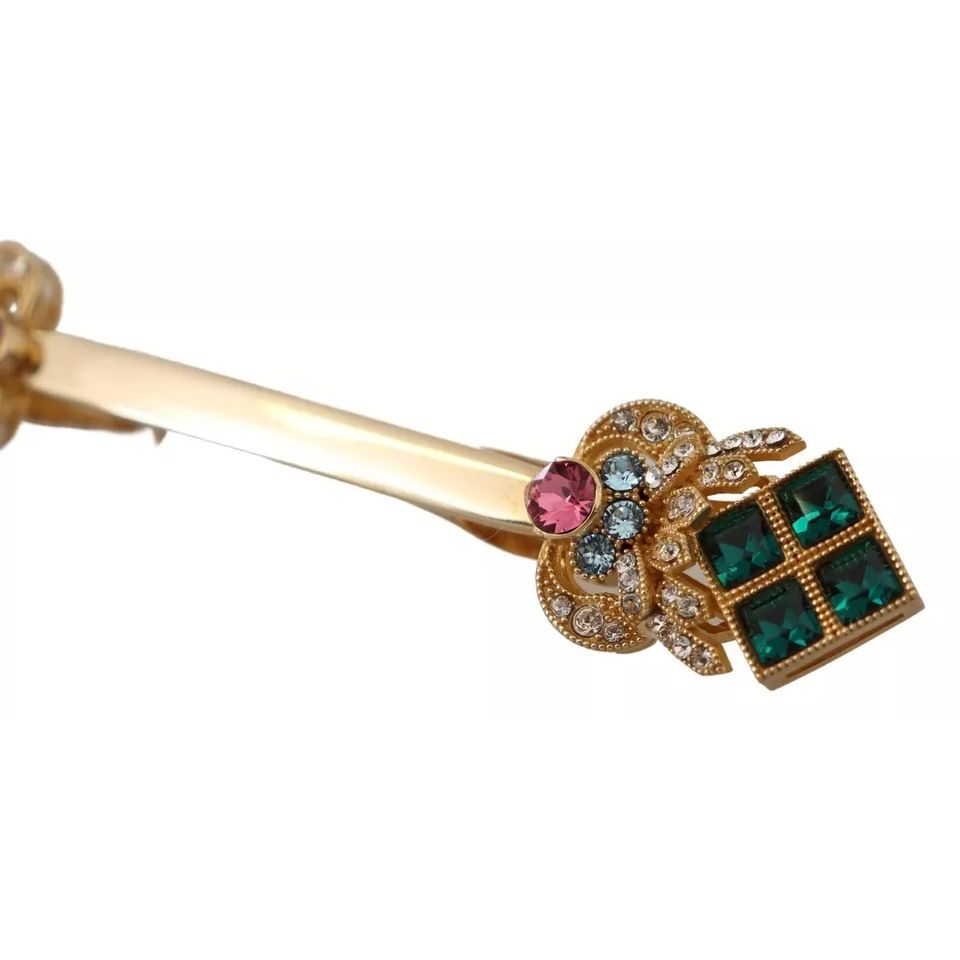 Dolce & Gabbana Gold Plated 925 Sterling Silver Crystal Collar Stop Brooch