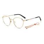 M Missoni Gold Metal Frames with round lenses and temple length 145mm, stylish eyewear for women, glossy golden finish.