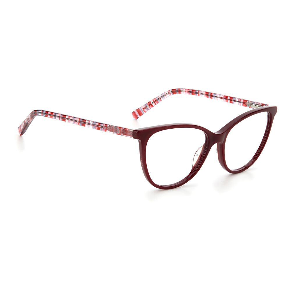 M Missoni Red Acetate Frames for women, stylish eyeglasses with acetate material, 54/16/140mm dimensions, elegant red color.
