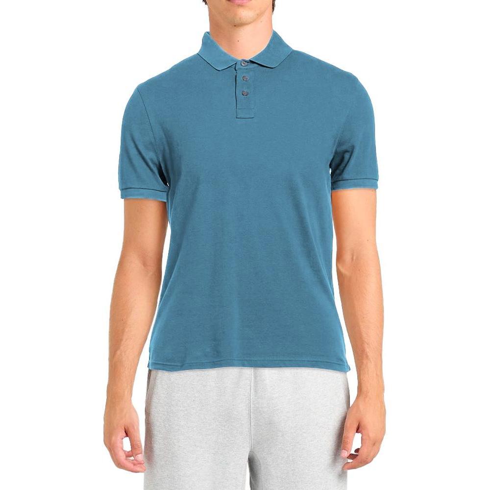 Alpha Studio Light Blue Cotton Men Polo Shirt