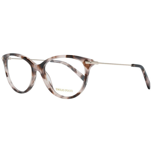 Emilio Pucci Pink Women Glasses Frame in rose color with metal and plastic full-rim design, size 54-16-140, includes branded case.