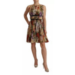 Dolce & Gabbana Beige Floral Sleeveless Round Neck Mini Dress