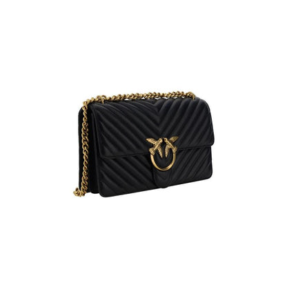 PINKO Black Calf Leather Bos Taurus Shoulder Bag PINKO