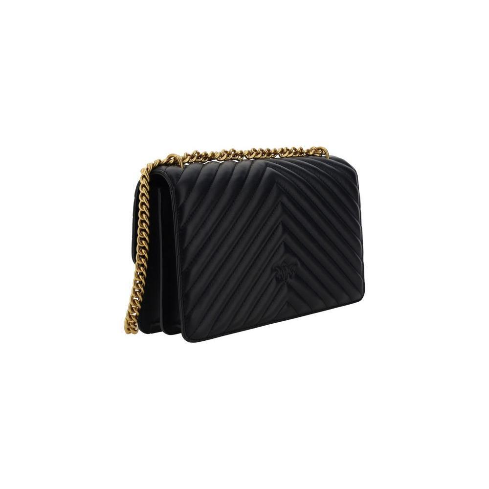 PINKO Black Calf Leather Bos Taurus Shoulder Bag PINKO