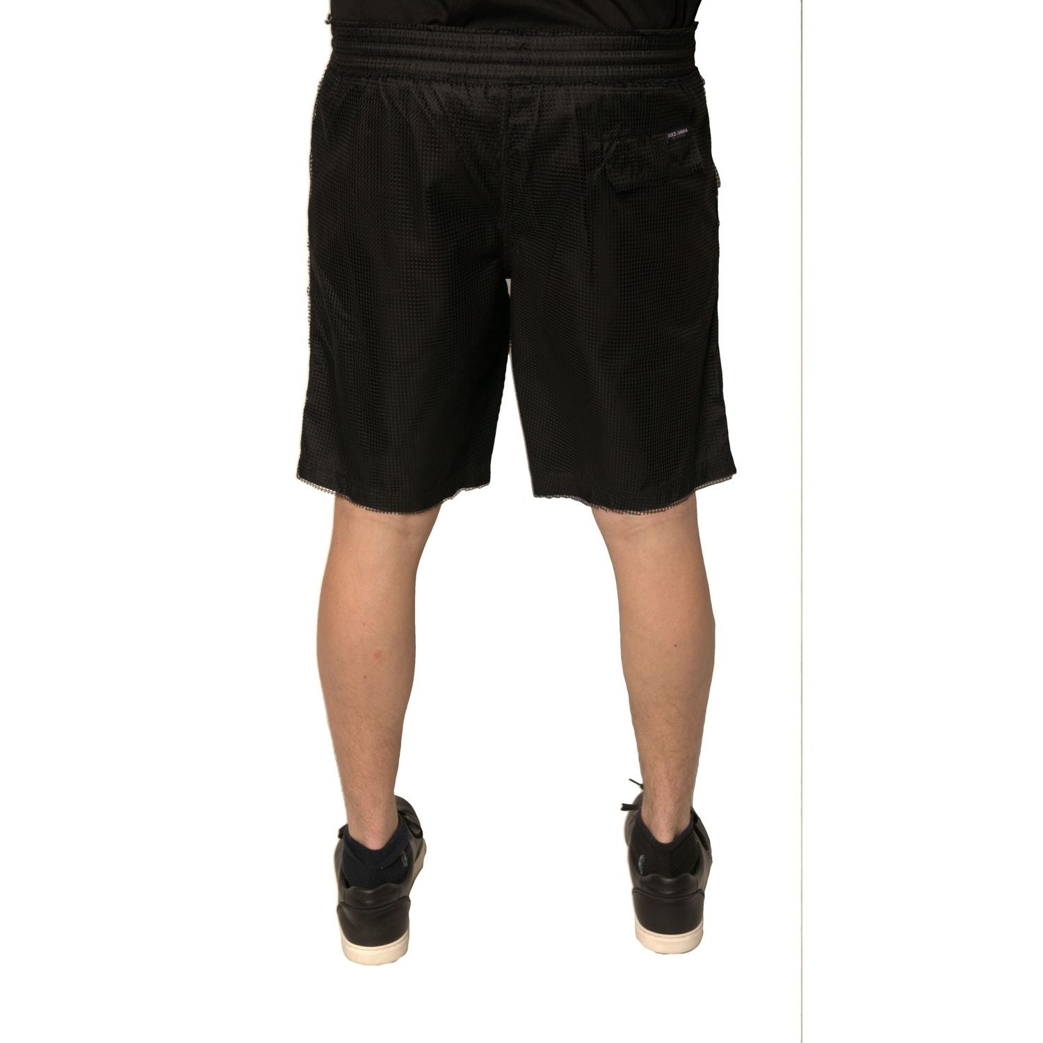 Dolce & Gabbana Black Polyester Jersey Mid Waist Shorts