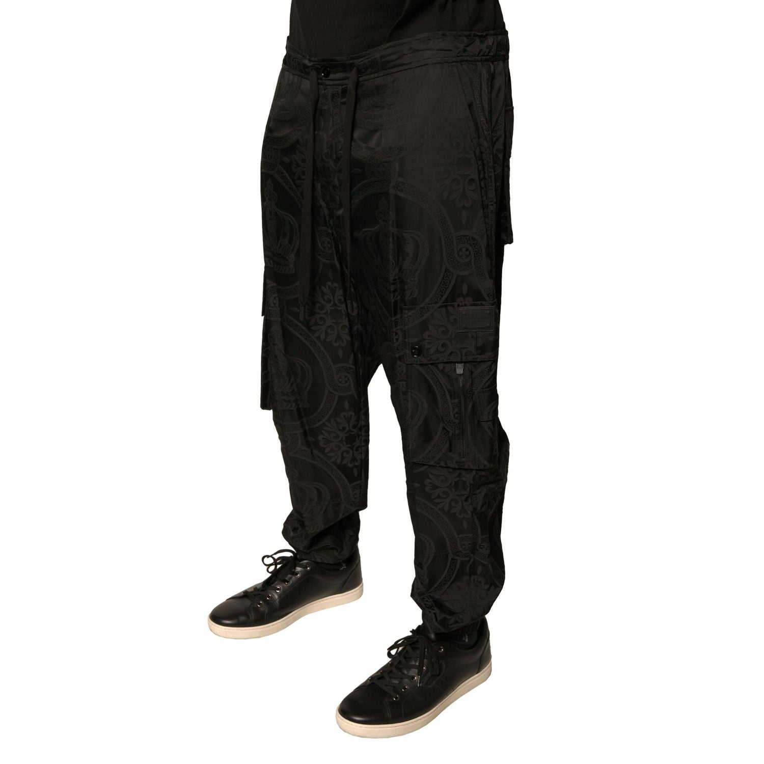 Dolce & Gabbana Black Crown Nylon Jogger Sweatpants Pants