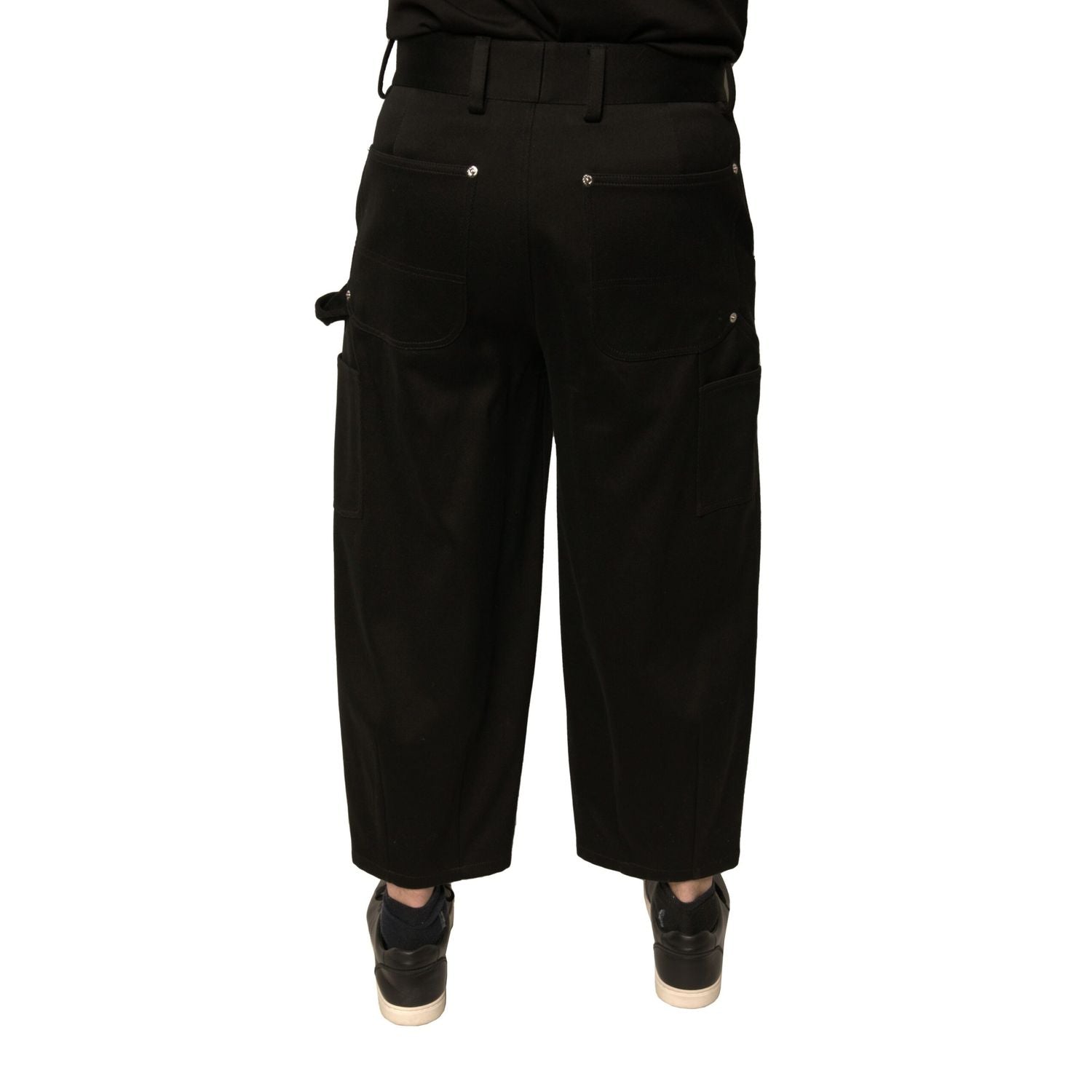 Dolce & Gabbana Black Cotton Mid Waist Cropped Pants