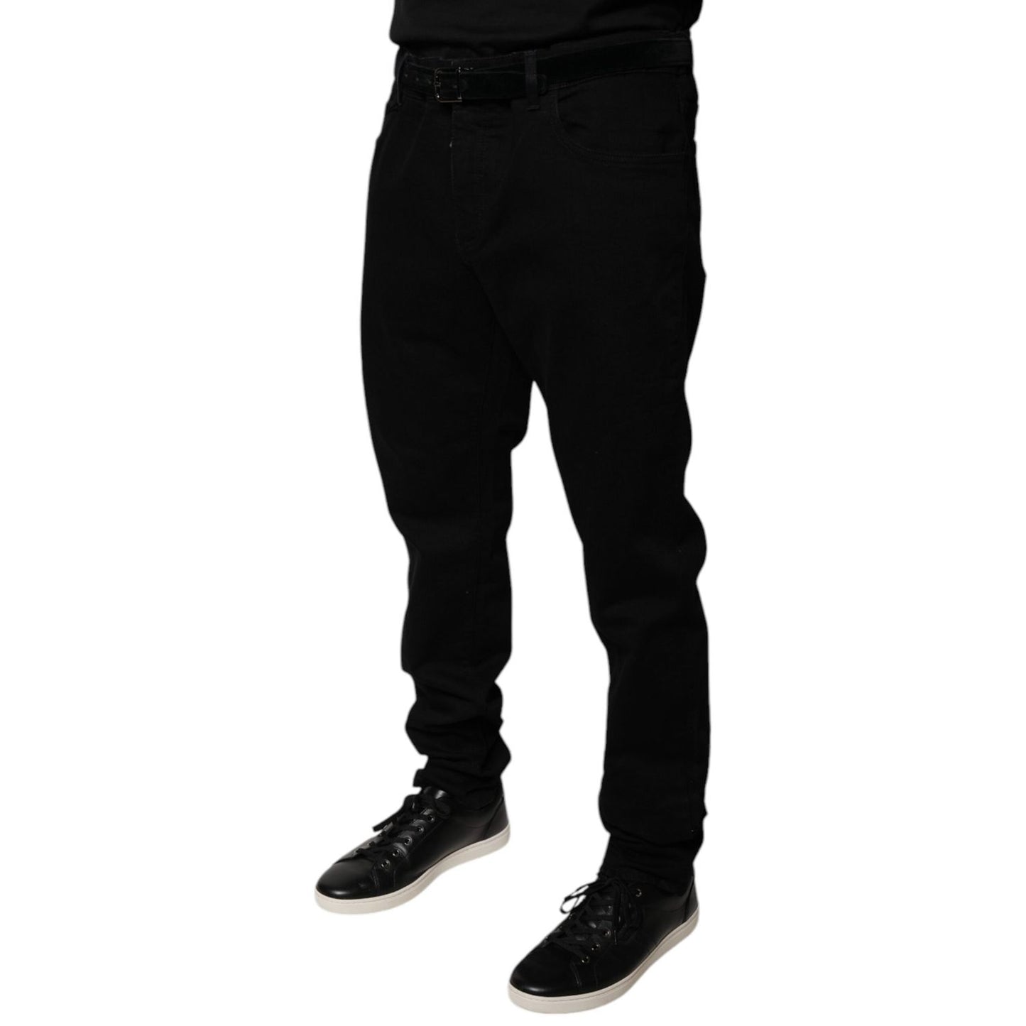 Dolce & Gabbana Black Logo Cotton Stretch Skinny Denim Jeans