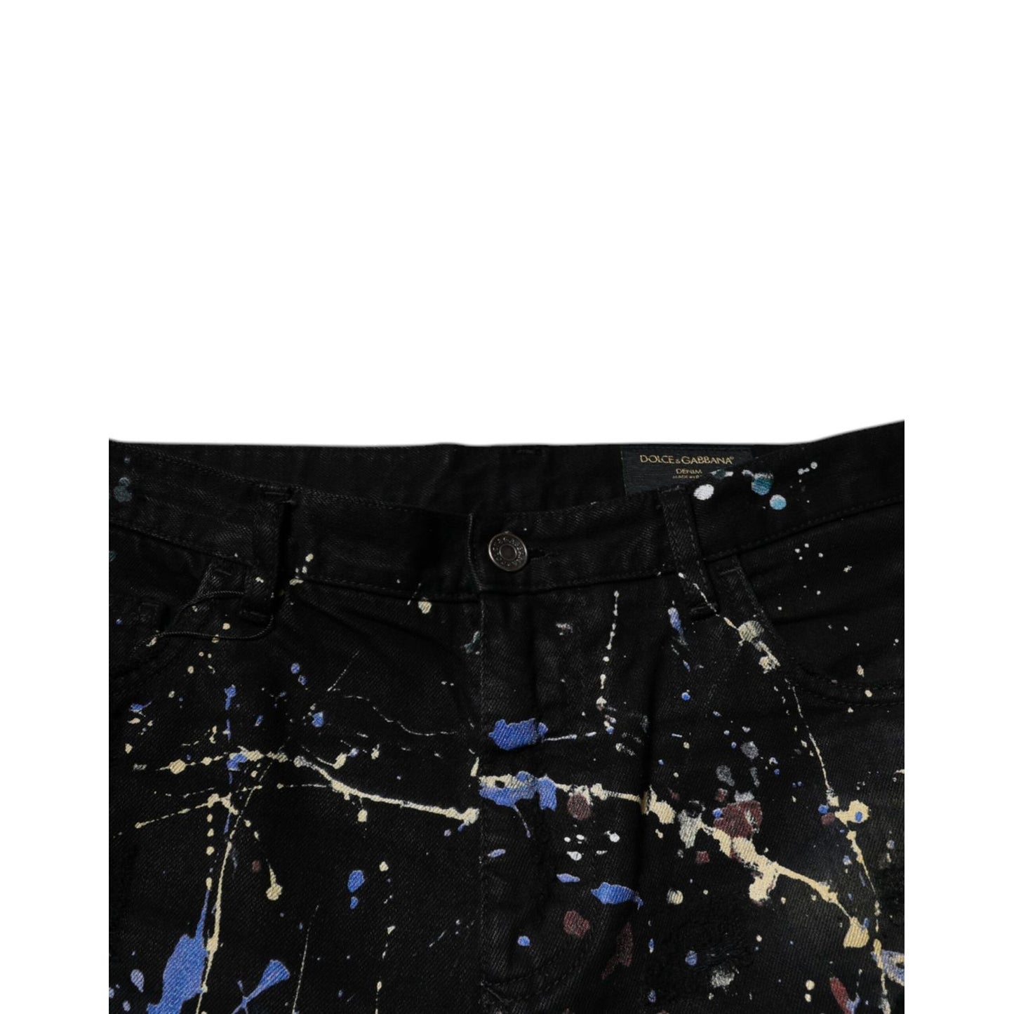 Dolce & Gabbana Black Color Splash Cotton Skinny Denim Jeans