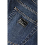 Dolce & Gabbana Blue Logo Plaque Cotton Skinny Denim Jeans