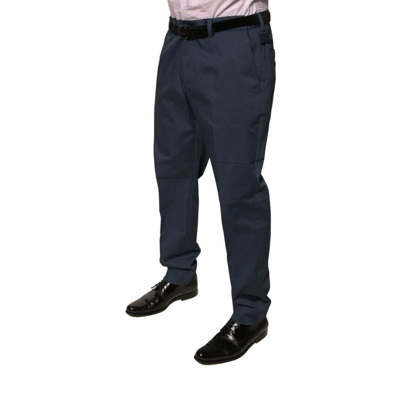 Dolce & Gabbana Dark Blue Cotton Stretch Skinny Men Dress Pants