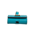 Dolce & Gabbana Green Logo Plaque Leather Gold Metal Strap Airpods Case