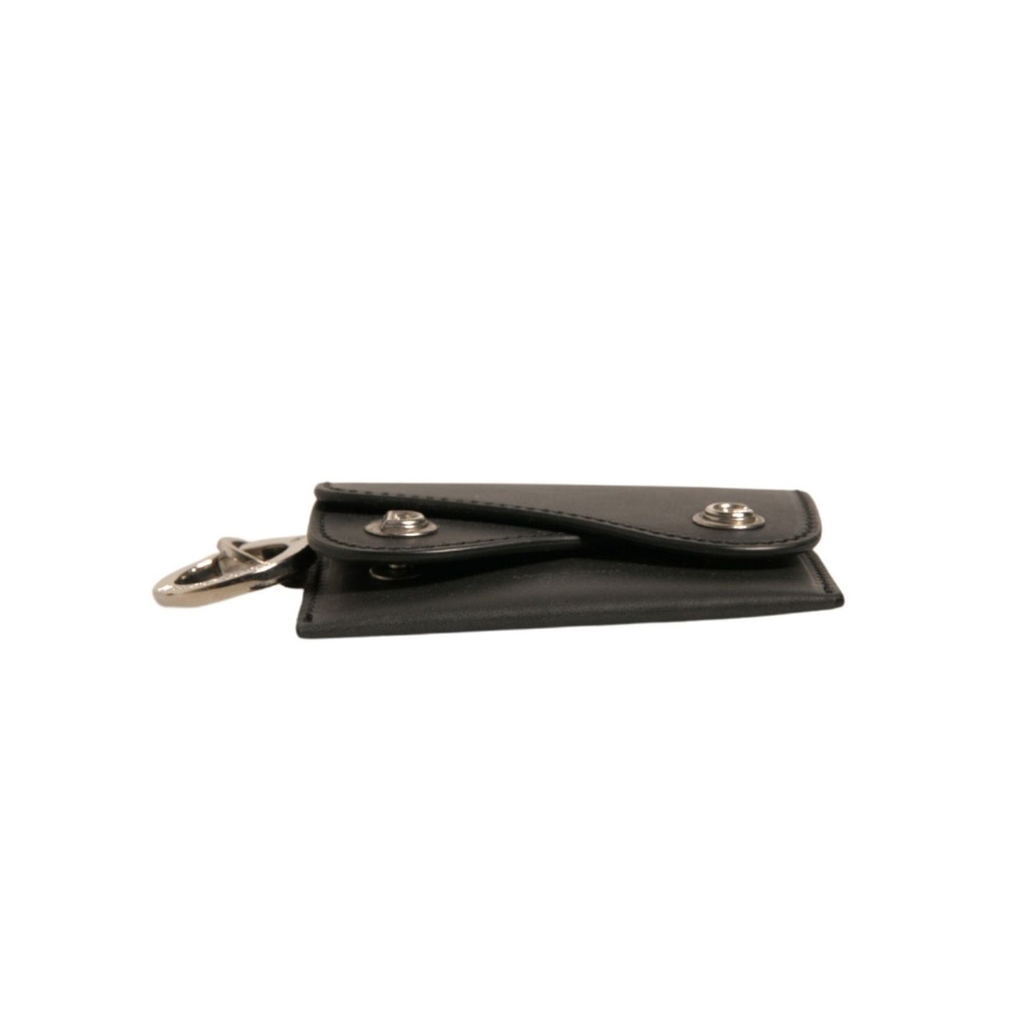 Dolce & Gabbana Black Leather Card Case Keychain Key Holder