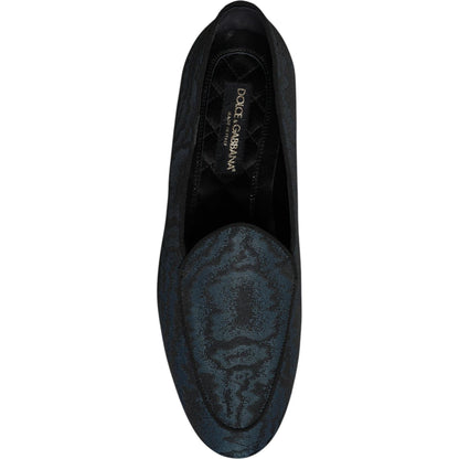 Dolce & Gabbana Blue Black Flats Men Loafers Dress Shoes